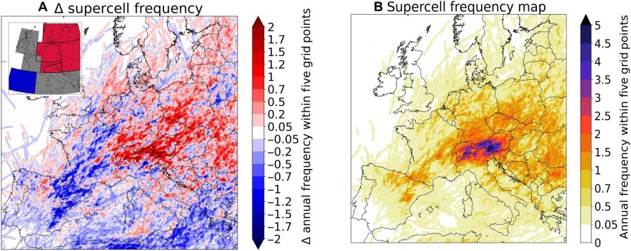 Distribuce supercel v Evropě v budoucím klimatu
