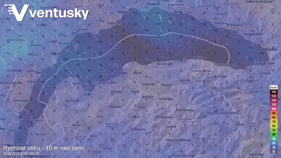   Regionální meteorologické modely jsou vzhledem ke svému rozlišení v řádu menších jednotek km schopny poměrně realisticky simulovat proudění v oblasti větších jezer  