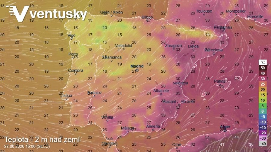 Ve čtvrtek budou teploty na severozápadě Pyrenejského poloostrova připomínat podzim 