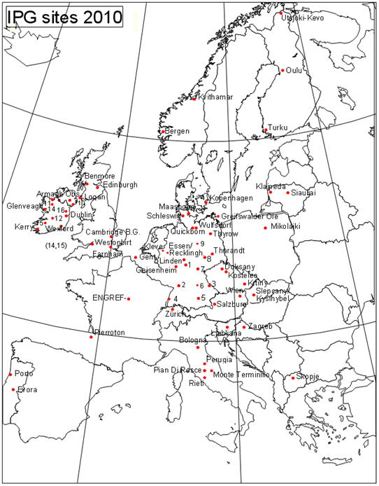 Fenologické zahrádky - mapa