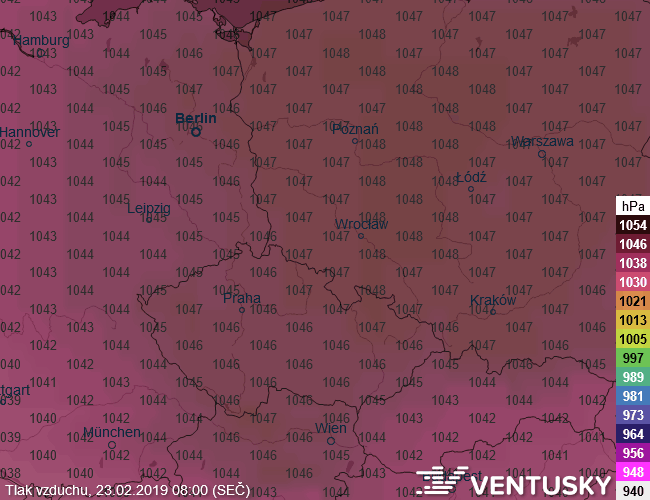 Tlak vzduchu - mapa